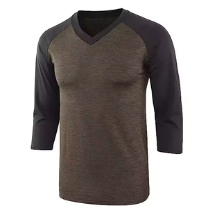 Biểu Tượng Tùy Chỉnh Người Đàn Ông Của Giản Dị 2 Tone Quá Khổ Raglan Áo Thun 3/4 Tay Áo <span class=keywords><strong>V</strong></span> Cổ Hoạt Động In <span class=keywords><strong>Top</strong></span> 300 GSM <span class=keywords><strong>V</strong></span>ải - Product Image 5