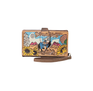 Chaînes de portefeuille à glissière en cuir véritable avec sculpture de fleurs à la main de la meilleure qualité avec style vintage pour l'été et l'hiver - Product Image 4