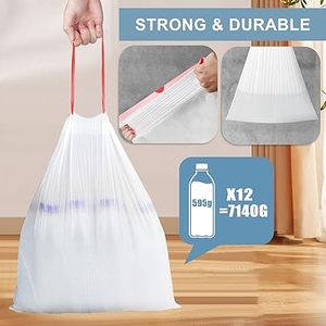 ถุงขยะขนาดเล็ก Huamaohengchun 4 แกลลอน ถุงขยะแบบไม่ขาดง่ายพร้อมเชือกรูด ไม่มีกลิ่น ถุงขยะสีขาวสำหรับห้องน้ำ จำนวน 60 ใบ - Product Image 4