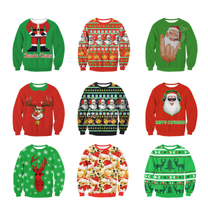 Autumn Winter Fashion Custom Full Sublimation Print Oversized Wear Sweatshirt Men's Round Neck Digital Printed Christmas Hoodie