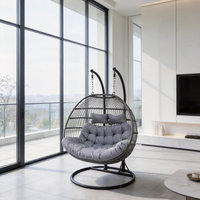 Fauteuil suspendu moderne avec coussin en peluche doux, support métallique, chaise hamac intérieure/extérieure pour chambre, balcon, jardin