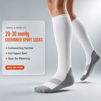 Chaussettes de compression montantes rembourrées 20-30 mmHg avec soutien de la voûte plantaire pour le sport et le soulagement de la fatigue des jambes en voyage (vente en gros)