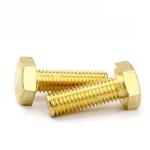 DIN933 High Quality Fully Threaded External Brass Hexagon Bolts Copper Outer Hexagonal Bolt Copper Hex Head Bolt