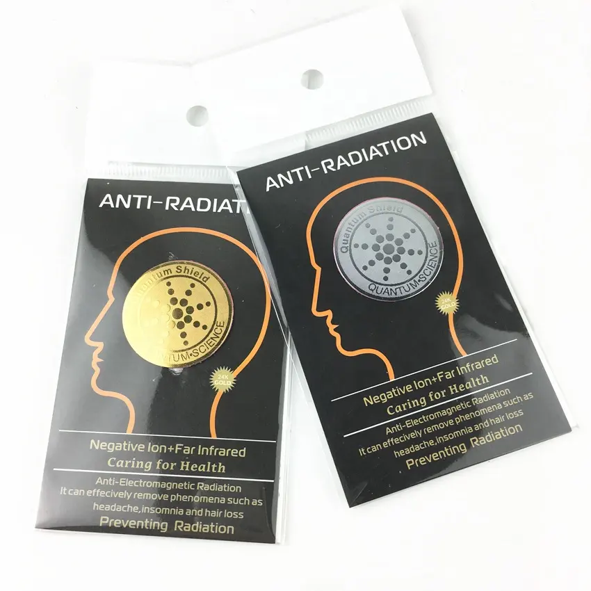 24k gold scalar anti radiation sticker with oppbag and instruction manual card for cell phone and other electronic products