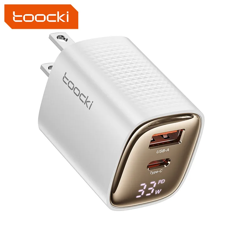 Toocki gan display a led USB-C più veloce adattatore da parete tipo-C 33W GaN PD Smart caricabatterie rapido portatile per iPhone Samsung