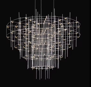<span class=keywords><strong>Lampadari</strong></span> in Acciaio Inossidabile di Grande Dimensione per Illuminazione Calda, Ideali per Ville, Salotti e Hall di Hotel - Product Image 4