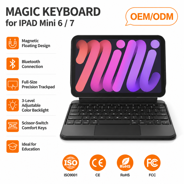Adjustable Magnetic Floating  Magic-Style Keyboard Case for iPad mini 6 / mini 7 (8.3")  Trackpad 3-color Backlight