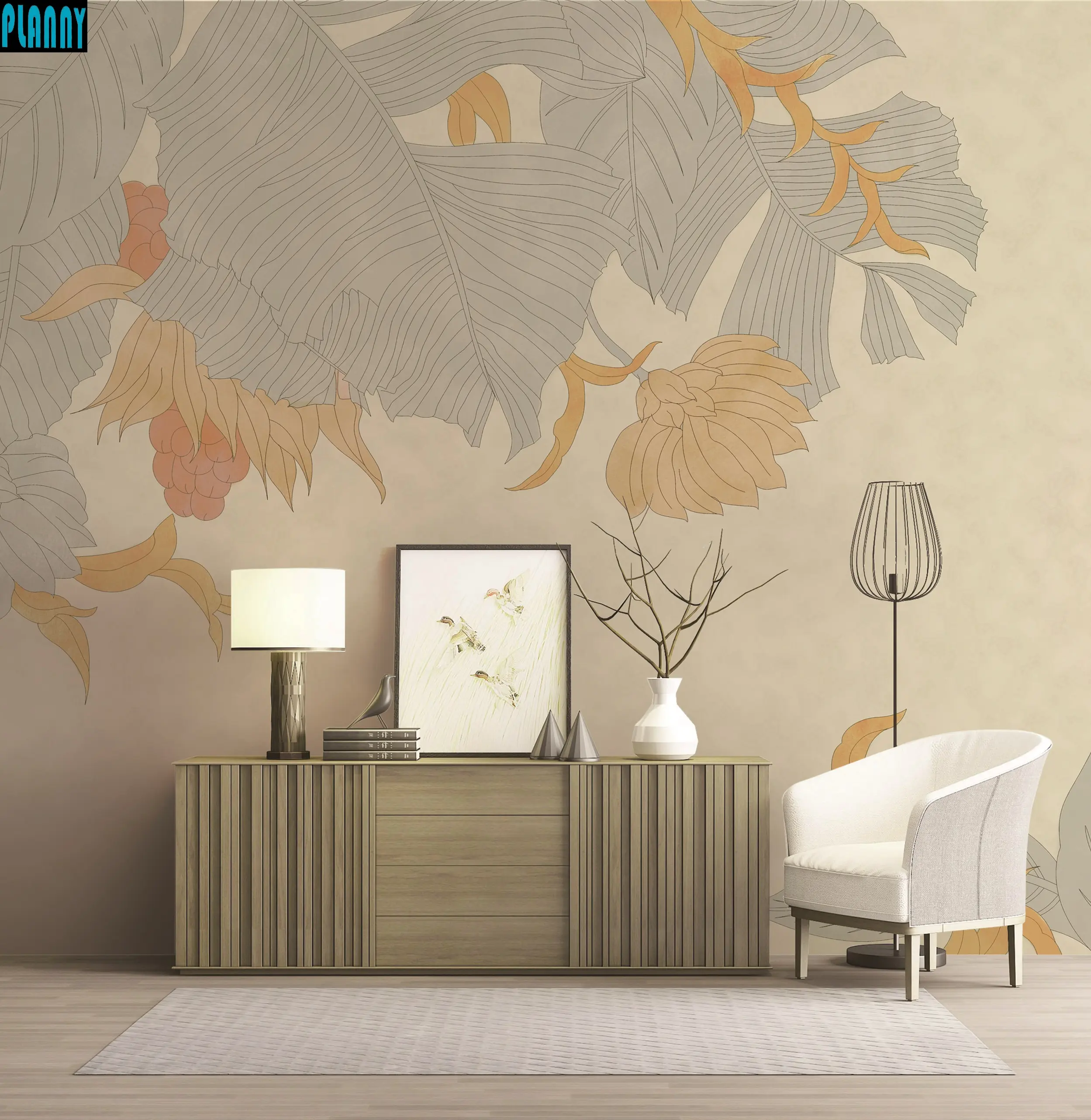 2022 New Design Chinese style mural flower picture vinyl wall paper