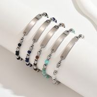 Bracelet long en acier inoxydable électroplaqué avec perles multicolores en œil de tigre et turquoise, best-seller transfrontalier
