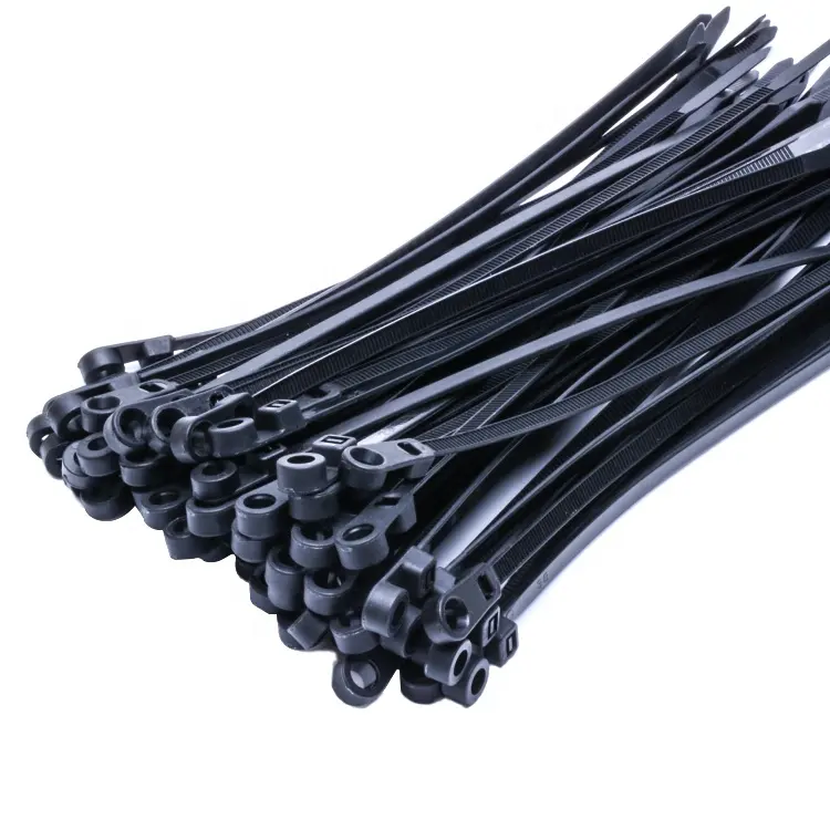 Fscat उच्च गुणवत्ता mountable के सिर काले नायलॉन केबल ज़िप संबंधों प्लास्टिक तार केबल टाई लपेटें