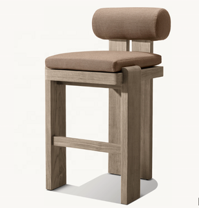 Chaise de bar et de salle à manger moderne en teck massif mobilier d'extérieur pour cour, patio, hôtel et parc - Product Image 5