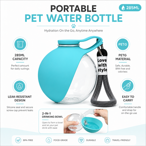 285ml Pet PETG <strong>Silicone</strong> Bowl <strong>Water</strong> <strong>Bottle</strong> for Hiking &amp; Portable Sipping Dog Bowl Custom Plastic Cups Dog Bowl - Product Image 5