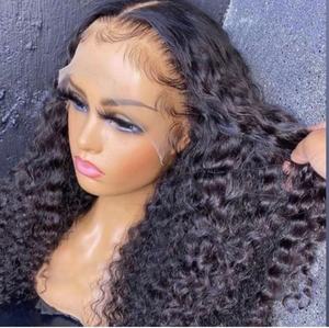 Parrucche di capelli umani vergini cambogiani, birmani e vietnamiti, ricci, crespi, a onda d'acqua, con frontale - Product Image 1