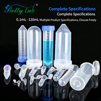 Tubes en plastique gradués à bouchon vissé (fond rond/plat/conique), tubes PCR à bouchon à clipser, tubes de centrifugation de 50 ml