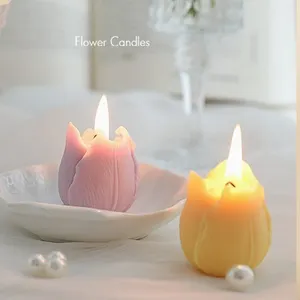 Candele profumate di cera di soia a forma di tulipano a forma di paraffina con candela privata personalizzata