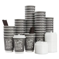 Gobelet en Papier à Café Double Paroi Jetable avec Logo Personnalisé Imprimé, 8oz, 10oz, 14oz, 16oz, 22oz, et Couvercle