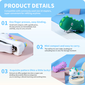 <span class=keywords><strong>Grapadora</strong></span> de dibujos animados fácil de presionar para niños con impresiones de unicornio y dinosaurio duraderas para uso diario - Product Image 4