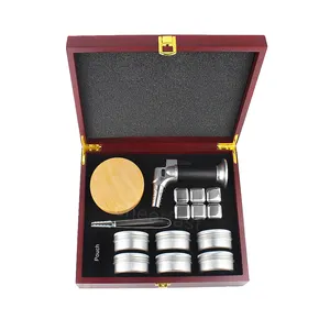 Old Fashioned Cocktail hút thuốc Kit với ngọn đuốc, bốn loại gỗ hút thuốc chip cho Whisky và Bourbon