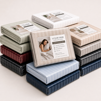 Ensemble de draps en microfibre de luxe Oeko-Tex 4 pièces, respirant, rafraîchissant, à rayures