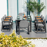 Set Perabot Taman Aluminium Seri Rekreasi Modern Desain Lion, Kursi Makan Luar Ruangan, Meja, Bantal Tahan Air, Kepadatan Tinggi