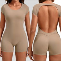 Combinaison de yoga sans manches pour femme, dos nu, effet ventre plat, tenue de sport une pièce pour la danse, la gym, l'entraînement et le Pilates