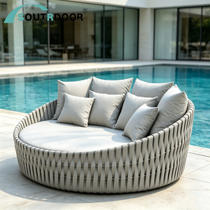 Chaise longue <span class=keywords><strong>de</strong></span> <span class=keywords><strong>jardin</strong></span> ronde en <span class=keywords><strong>aluminium</strong></span> avec coussin Chaise <span class=keywords><strong>de</strong></span> piscine portable en métal pour la plage extérieure pour l'hôtel et le salon - Product Image 5