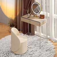Table de maquillage moderne et simple en acier inoxydable, bureau de coiffeuse pour chambre à coucher, bureau d'ordinateur pour petit appartement