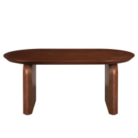 Table à manger rectangulaire moderne nordique avec bords arrondis lisses, plateau en placage de noyer noir, MDF de qualité E2, meubles pour la maison