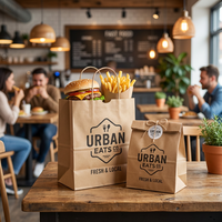 Sac en papier kraft découpé sur mesure avec logo personnalisé, écologique, 120 g/m², robuste, fond carré, pour pizza/sushi à emporter, pour boulangerie et commerce de détail