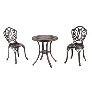 वाटरप्रूफ आउटडोर आँगन डाइनिंग फर्नीचर गार्डन कास्ट एल्यूमिनियम कॉफी टेबल 2 कुर्सियाँ सेट - Product Image 1