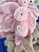 Nouvel Arrivage Peluche Lapin Rose Timide à Imprimé Floral et Longues Oreilles, Compagnon de Sommeil pour Bébé, Cadeau de Pâques