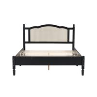 Combohome moderne reine taille rotin plate-forme cadre de lit tête de lit en bois massif doux lit Double pour chambre Application tissu