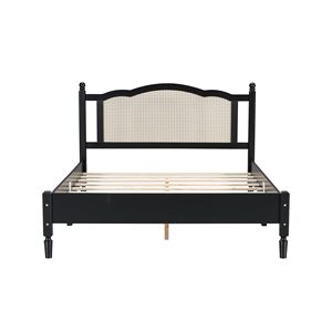 Combohome <span class=keywords><strong>Letto</strong></span> <span class=keywords><strong>Matrimoniale</strong></span> Moderno <span class=keywords><strong>in</strong></span> Rattan con Struttura a Piattaforma, <span class=keywords><strong>Testiera</strong></span> <span class=keywords><strong>in</strong></span> Legno Massello, <span class=keywords><strong>Letto</strong></span> Morbido <span class=keywords><strong>per</strong></span> Camera da <span class=keywords><strong>Letto</strong></span>, Rivestimento <span class=keywords><strong>in</strong></span> <span class=keywords><strong>Tessuto</strong></span> - Product Image 4