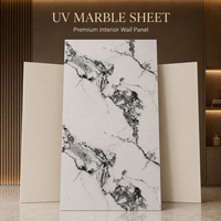 Plaque murale en PVC brillant MORLENX à effet marbre veiné d'encre blanche pour la décoration intérieure moderne