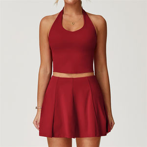 1Pcs Custom Logo Frauen Halfter BH Falten rock Outdoor Sport Fitness Tennis Kleid mit angebrachten Pocket Shorts - Product Image 4