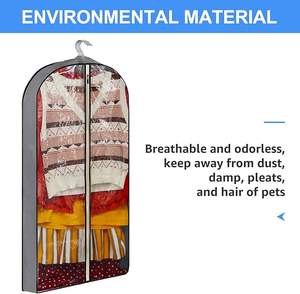 Housse de protection anti-poussière en PEVA transparente, scellée sous vide, non tissée, avec fermeture éclair, anti-mites, pour placard, voyage, vêtements suspendus, robe - Product Image 6