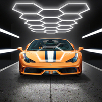 Lampes de travail LED hexagonales haute luminosité 420W 50000h pour atelier automobile, éclairage de plafond en nid d'abeille lumineux pour garage et atelier