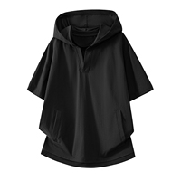 Camiseta con Capucha para Hombre, 100% Poliéster, Corte Holgado, Estilo Casual Urbano, Manga Corta, Diseño en Capas, Logotipo Personalizado