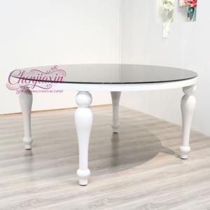 Mesa y Sillas de Acero Inoxidable de Lujo para Bodas y Eventos, con Cubierta de Vidrio <span class=keywords><strong>Redonda</strong></span> <span class=keywords><strong>Blanca</strong></span> - Product Image 1