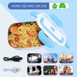 Boîte à lunch électrique portable en acier inoxydable sûre pour la maison et la voiture Chauffe-aliments/Boîte à lunch électrique auto-chauffante - Product Image 5