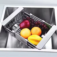 Égouttoir à vaisselle réglable Panier d'égouttage Organisateur de cuisine Étendoir à vaisselle extensible en acier inoxydable antirouille
