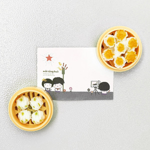 Mini autocollant décoratif en forme de nourriture simulée : Miniature de pain vapeur, Aimant de réfrigérateur, <span class=keywords><strong>Jouet</strong></span> alimentaire miniature, Xiaolongbao, Autocollant de message - Product Image 4