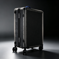 Valise de luxe ouvrable en fibre de carbone avec cadre en aluminium, valise noire en fibre de carbone avec accents bleus, bagage pour voyages d'affaires