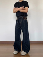 Jean en denim pour homme, coupe skinny, avec détails de coutures à paillettes, Command Supplier