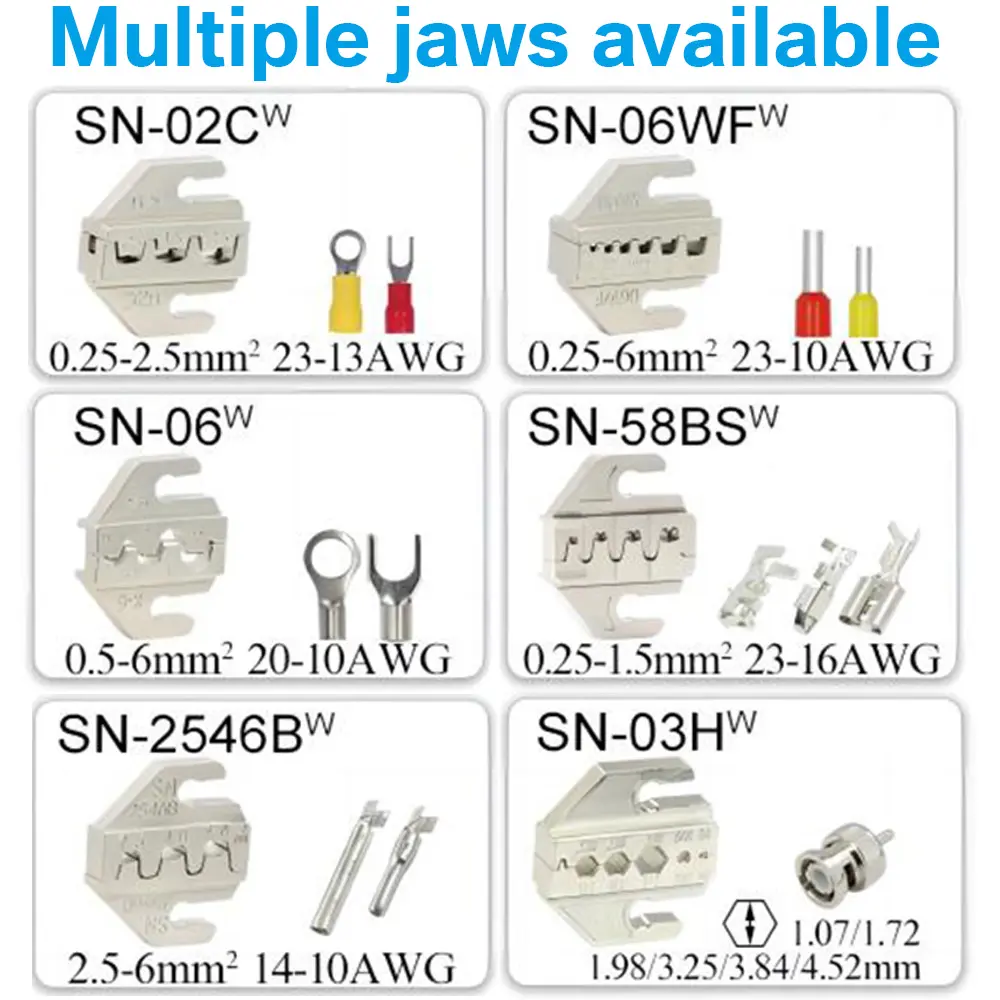 Ensemble d'outils de sertissage 23-10 AWG Remplaçable Applications multiples Bornes d'extrémité de cordon réglables Ensemble d'outils de sertissage