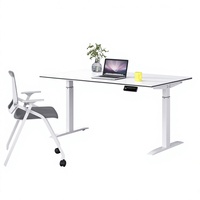 Table de formation pliable en métal réglable électriquement, table de conférence longue, bureau de réunion avec système de réglage de la hauteur