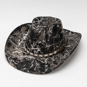 หมวกเดนิมปีกกว้างลายมัดย้อมสีดำเงินแบบกำหนดเอง พร้อมสายคาดถัก สไตล์คาวบอย สำหรับใส่ในชีวิตประจำวัน กิจกรรมกลางแจ้ง กันแดด แฟ<span class=keywords><strong>ช</strong></span>ั่นทันสมัย - Product Image 1