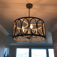 Lampe suspendue ronde en métal en fer forgé ferme américaine bougeoir lampe suspendue globe de luxe rouillé lampe vintage industrielle