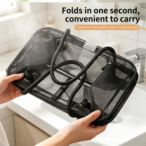 Cesta de malla para ducha, bolsa de almacenamiento para baño con asas, cesta portátil para artículos de aseo para dormitorio universitario - Product Image 4