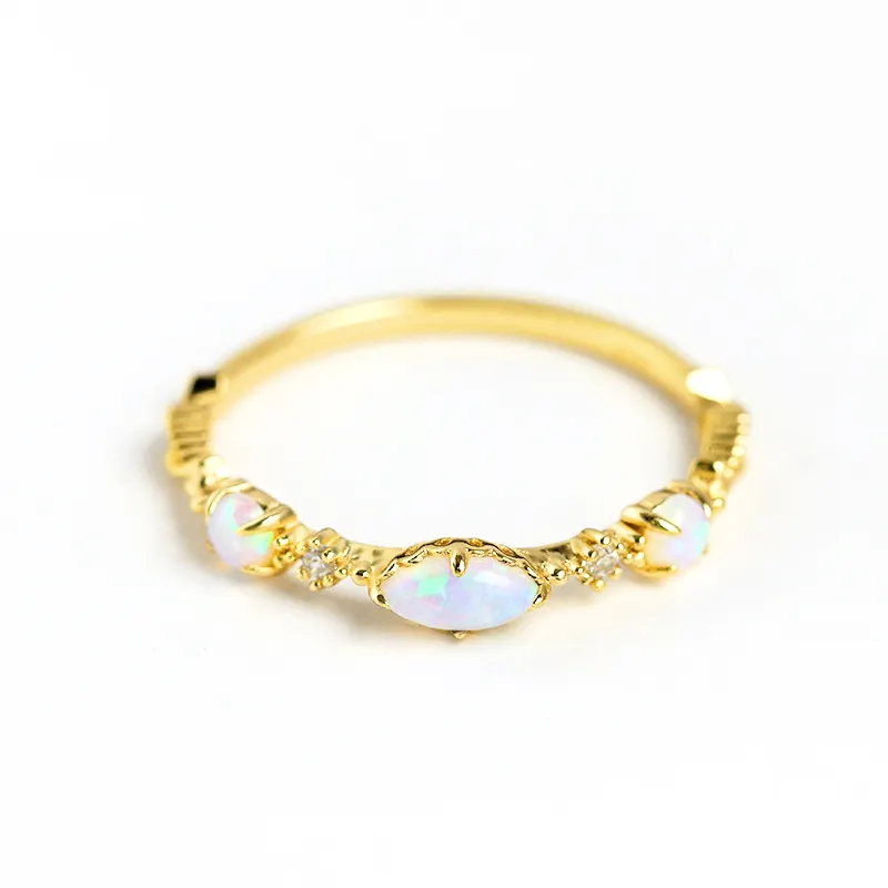 Hailer design gems 925 sterling silver gold plated rings 14k opal minimalist women rings with stone